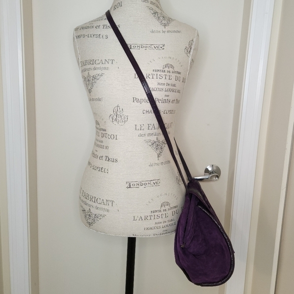 80s Croc Suede Leather Bucket Purse - Picture 3 of 14